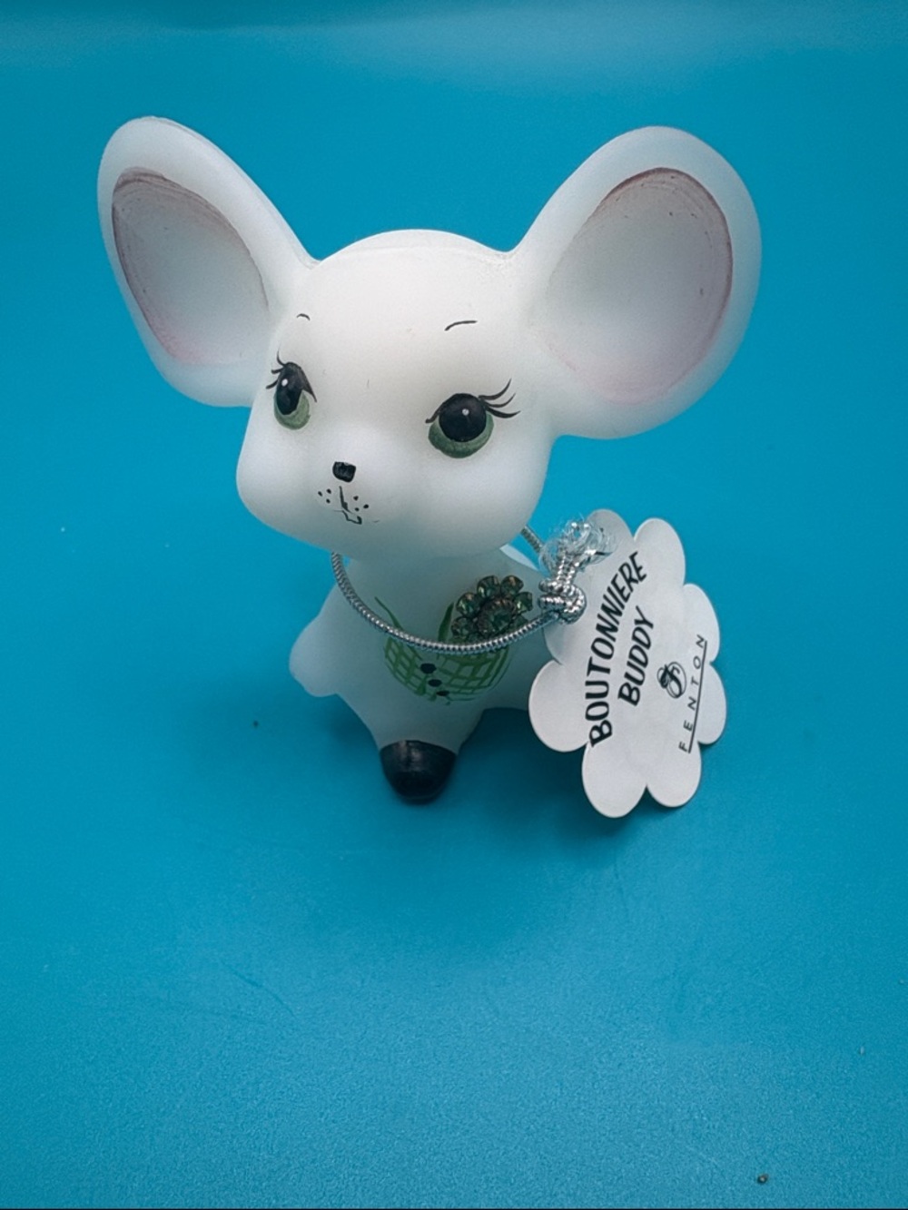 Fenton “Boutonnière Buddy” August Mouse Figurine Signed by Artist